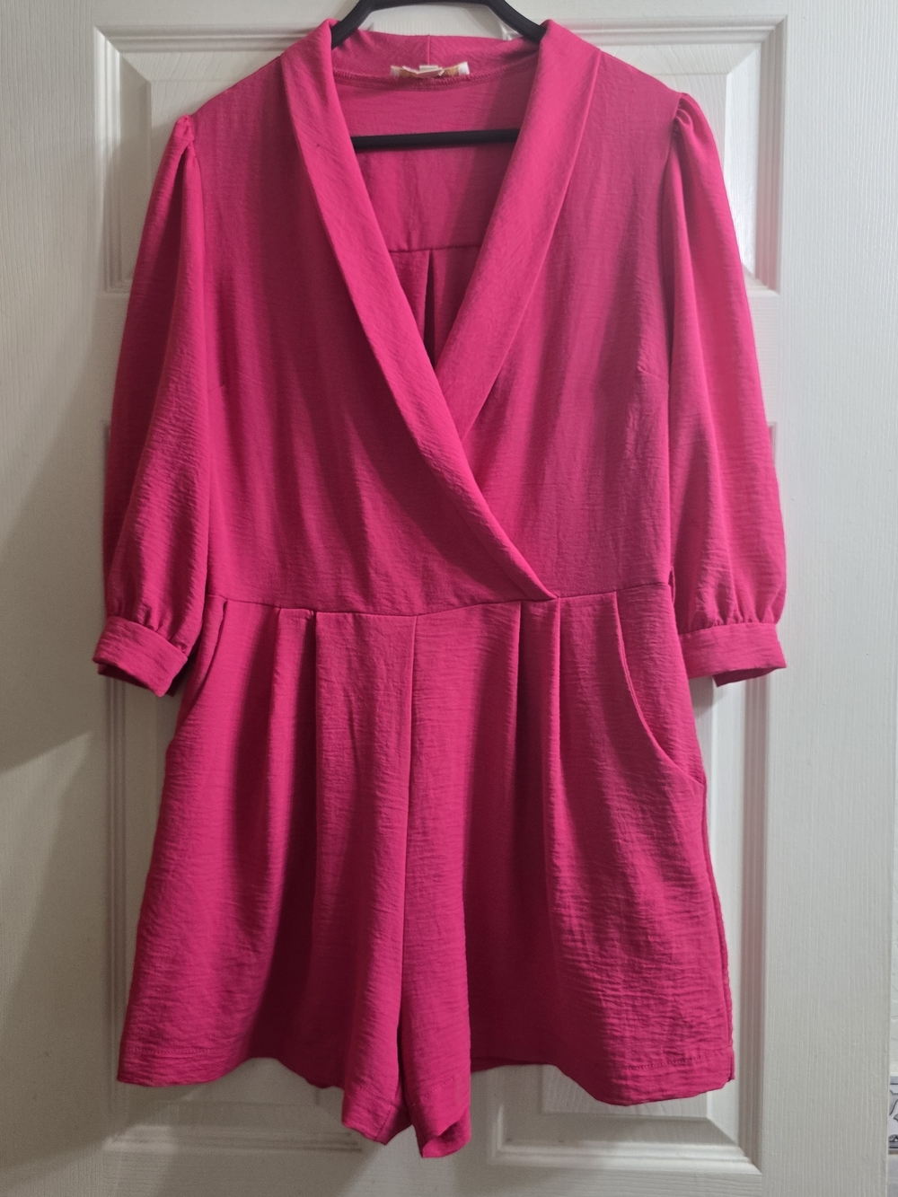 Monteau Vibrant Fuchsia Wrap Romper with Pockets